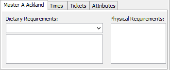 Events Maintenance - Current Attendees tab - Attendee Details sub-tab - <Attendee's name> sub-sub-tab (cut down)