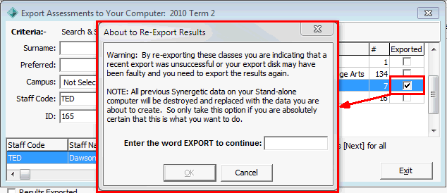 Export Assessments to Your Computer (About to Re-Export Results)