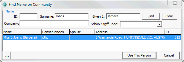 Find Name on Community (populated)