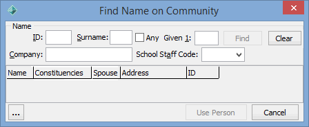 Find Name on Community window