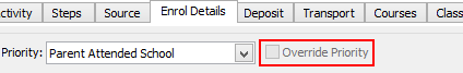 Future Student Maintenance - Enrol Details tab (Override Priority field)