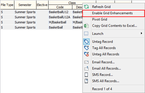 Grid filtering (enable)