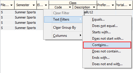 Grid filtering (selecting a filter)