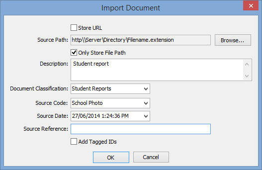 Import Document window