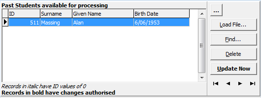 Import Export Student Data (past students, cut down, students available for processing)