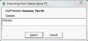 Importing from Stand-alone PC window