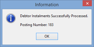 Information window (confirming instalment adjustment)