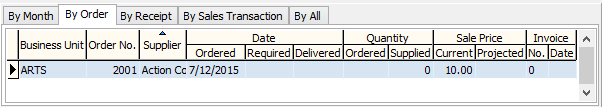 Item Maintenance - Stock Movement - By Order sub-tab