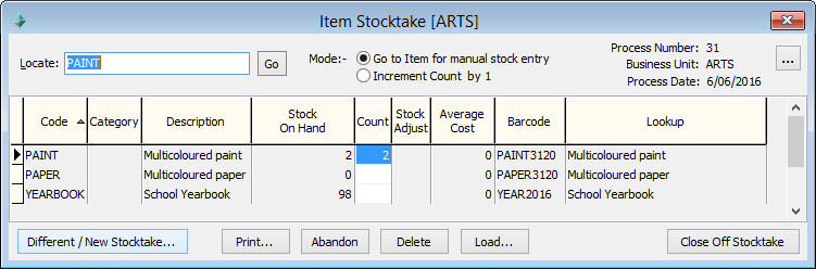 Item Stocktake