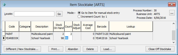 Item Stocktake