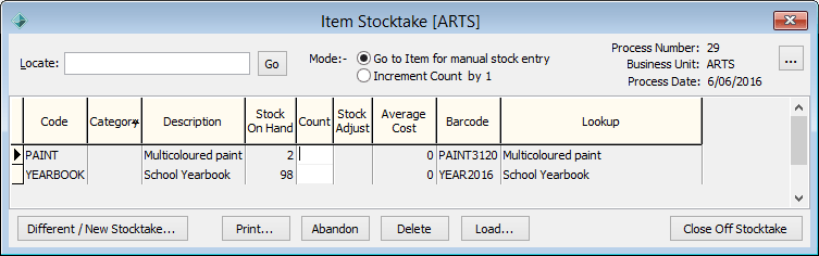 Item Stocktake