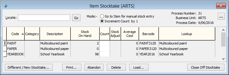 Item Stocktake