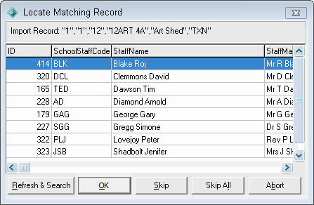Locate Matching Record