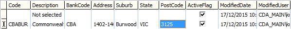 Lookup table maintenance - luBankStateBranch lookup table