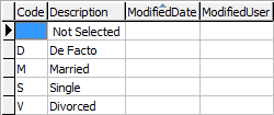 luMaritalStatus lookup table