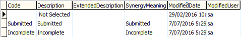 luOnlineApplicationPortalSubmissionStatus lookup table