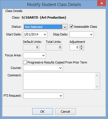 Modify student class details