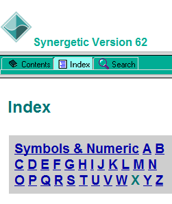 Online help index