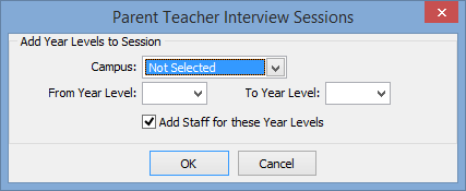 Adding new year levels to a parent teacher interview session