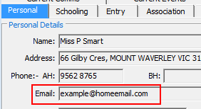 Past Student Maintenance - Personal tab (email cutdown)