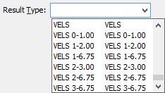 Result Type drop-down list (VELS example)