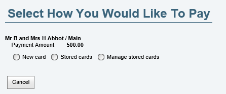 Select how you would like to pay