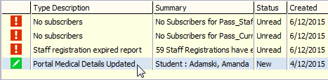 Selecting fields changed action centre message