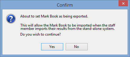 Confirm MarkBook export window