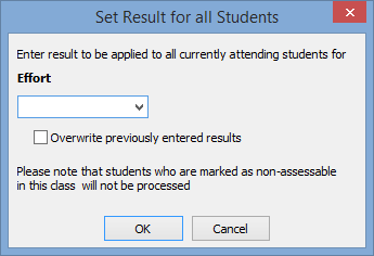 Set Result for all Students window