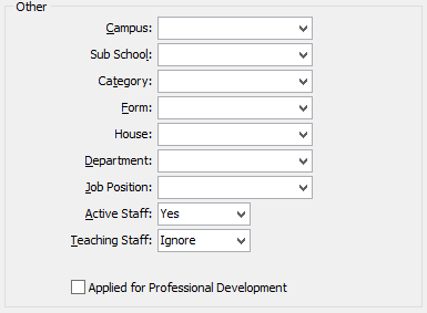 Set Staff Search Criteria - other area