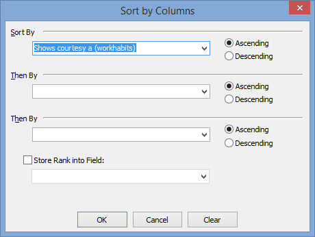 Sort by columns