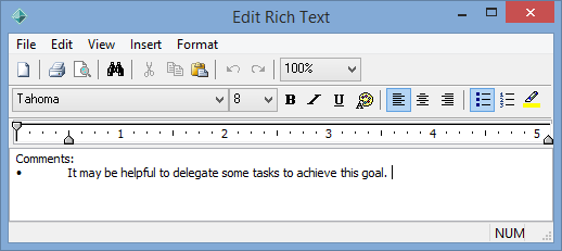 Staff Maintenance - Appraisals tab - Rich Text Editor (Comments example)