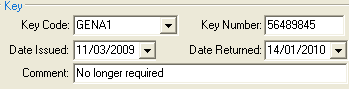 Staff Maintenance - Keys (cut down, key fields)