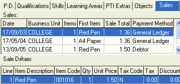 Staff Maintenance - Sales tab (cut down)