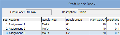Staff Mark Book (populated, linked example, cut down)