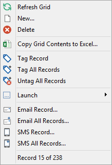 Grid area drop-down menu