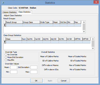 Statistics - Class Statistics tab