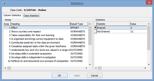 Statistics - Column Statistics tab