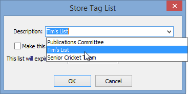Store Tag List (overwrite existing)