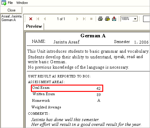 Student Reports Preview (after moving)
