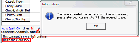 Student Results Maintenance (CommentLines example)