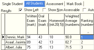 Student Results Maintenance - All Students tab (@sfRankClassHighLow)