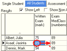Student Results Maintenance - All Students tab (sfMedianClass)