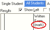 Student Results Maintenance - All Students tab (cut down)