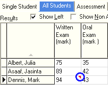 Student Results Maintenance - All Students tab (topic comment)