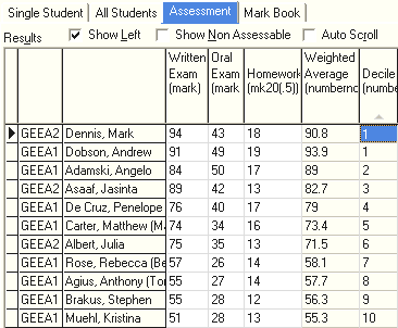 Student Results Maintenance - Assessment tab (@sfDecileSubjectHighLow)