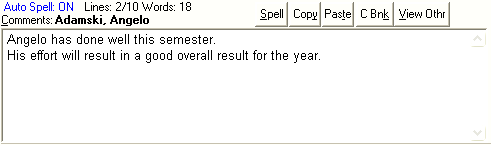 Student Results Maintenance - Single Student tab (cut down)