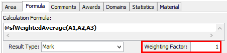 Subject Assessment Maintenance - Area tab - Formula sub-tab (cut down, weighting factor)