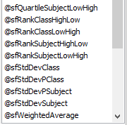 Subject Assessment Maintenance - Area tab - Formula sub-tab (Functions)