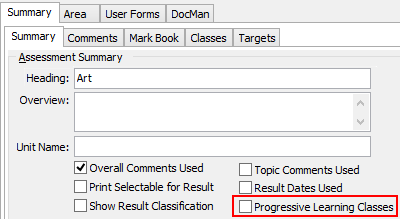 Subject Assessment Maintenance - Summary tab - Summary sub-tab (cut down)